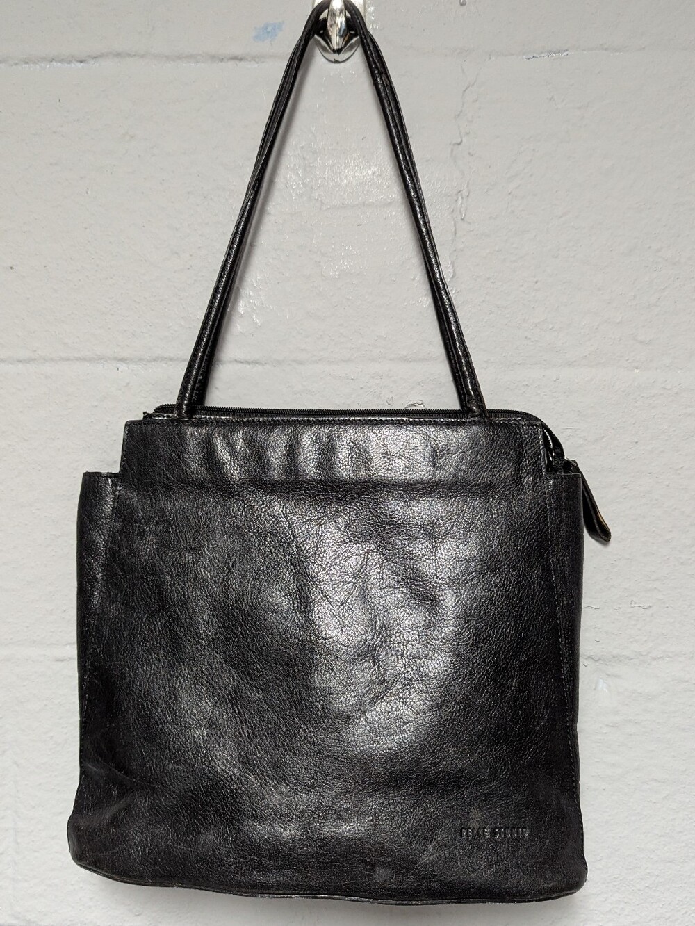 Wilson's Leather Pelle Studio Black Shoulder Bucket Bag